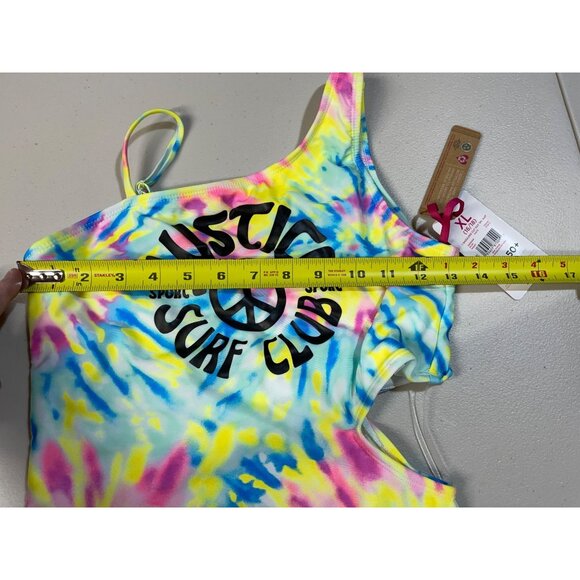Justice Girls Tie-Dye 1 Shoulder Cut Out Swimsuit XL (16/18) UPF 50+ Swimwear - Picture 4 of 11